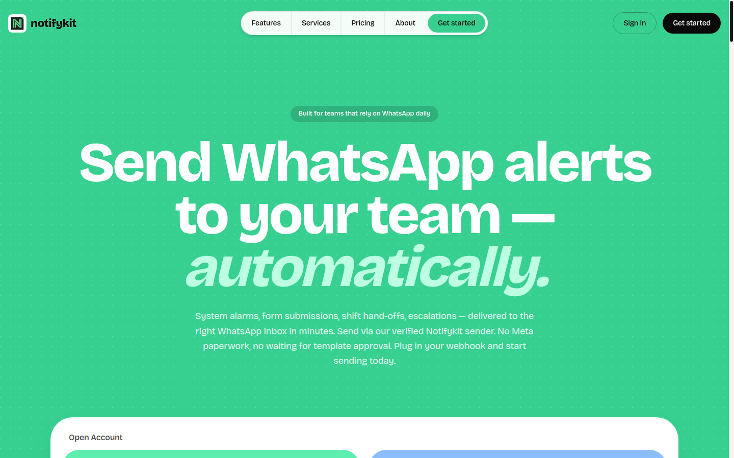 Notifykit — WhatsApp alerts and workflows for operations teams
